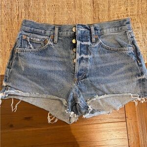 Agolde Distressed Blue Jean Shorts